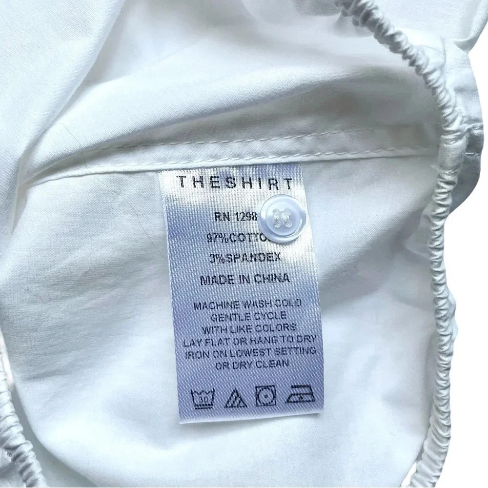 The Shirt by Rochelle Behrens White Button Up Flutter Sleeve Top NWOT Size Small - Picture 5 of 6